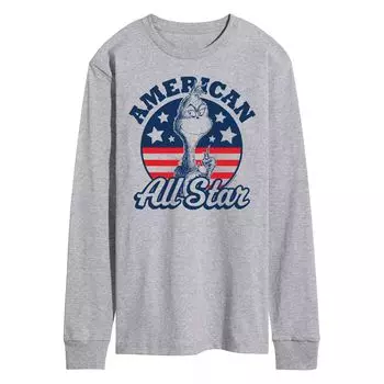 Мужская футболка с длинными рукавами и рисунком Доктора Сьюза Гринча American All Star Licensed Character
