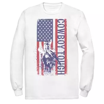 Мужская футболка с длинными рукавами и рисунком флага США PBR "Cowboy Tough" Licensed Character