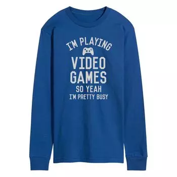 Мужская футболка с длинными рукавами и рисунком «I Playing Video Games Yeah Busy» Licensed Character
