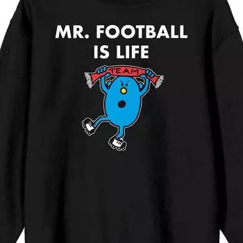 Мужская футболка с длинными рукавами и рисунком Mr. Men And Little Miss Meme "Mr. Football is Life" Licensed Character