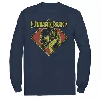 Мужская футболка с длинными рукавами и рисунком «Парк Юрского периода» Distress Raptor Stare Licensed Character