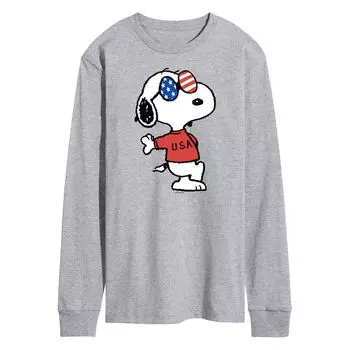 Мужская футболка с длинными рукавами и рисунком Peanuts Americana Snoopy Licensed Character