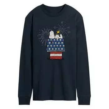 Мужская футболка с длинными рукавами и рисунком Peanuts Dog House Fireworks Licensed Character