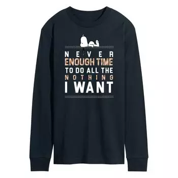Мужская футболка с длинными рукавами и рисунком Peanuts Enough Time Licensed Character