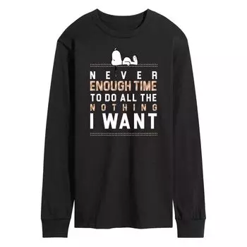 Мужская футболка с длинными рукавами и рисунком Peanuts Enough Time Licensed Character