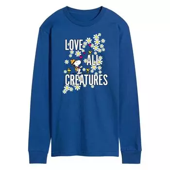 Мужская футболка с длинными рукавами и рисунком Peanuts Love All Creatures Licensed Character