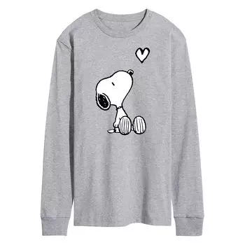 Мужская футболка с длинными рукавами и рисунком Peanuts Snoopy Heart Licensed Character