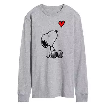 Мужская футболка с длинными рукавами и рисунком Peanuts Snoopy Heart Licensed Character