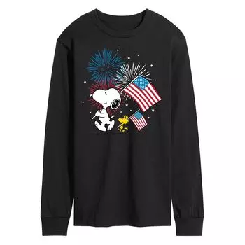 Мужская футболка с длинными рукавами и рисунком Peanuts Snoopy Woodstock Licensed Character