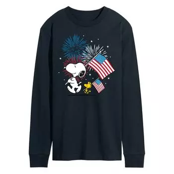 Мужская футболка с длинными рукавами и рисунком Peanuts Snoopy Woodstock Licensed Character