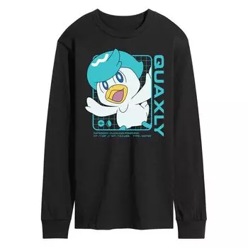 Мужская футболка с длинными рукавами и рисунком Pokemon Quaxly Stats Licensed Character