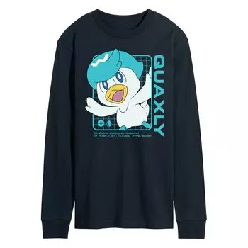 Мужская футболка с длинными рукавами и рисунком Pokemon Quaxly Stats Licensed Character