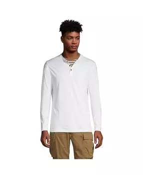 Мужская футболка с длинными рукавами из джерси Supima Tall Henley Lands' End, белый