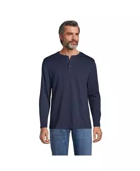 Мужская футболка с длинными рукавами из джерси Supima Tall Henley Lands' End, цвет Radiant navy