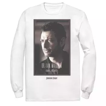 Мужская футболка с длинными рукавами «Юрского периода» Dr. Ian Malcolm Chaos Theorist Licensed Character, белый