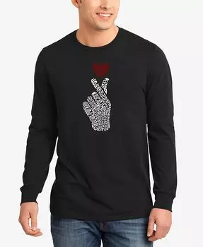 Мужская футболка с длинными рукавами K-pop Word Art LA Pop Art, черный