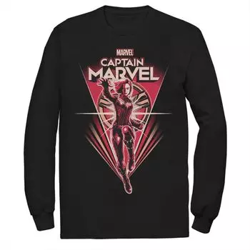 Мужская футболка с длинными рукавами Marvel Captain Marvel Jumping Hero Licensed Character