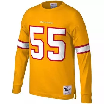 Мужская футболка с длинными рукавами Mitchell & Ness Derrick Brooks Orange Tampa Bay Buccaneers Throwback Имя и номер игрока в отставке