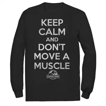 Мужская футболка с длинными рукавами «Парк Юрского периода Keep Calm and Don’t Move» Licensed Character
