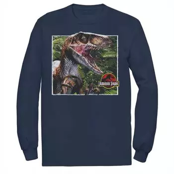 Мужская футболка с длинными рукавами «Парк Юрского периода Raptor Out Out Out Forest», Синяя Licensed Character, синий