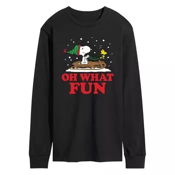 Мужская футболка с длинными рукавами Peanuts Oh What Fun Licensed Character, черный