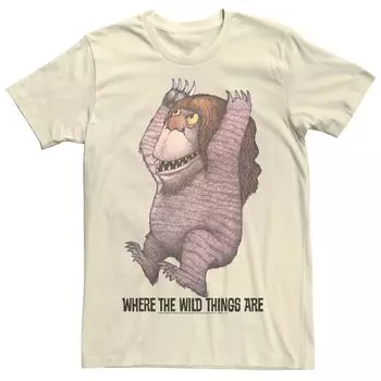 Мужская футболка с длинными волосами Where The Wild Things Are с портретом монстра Licensed Character