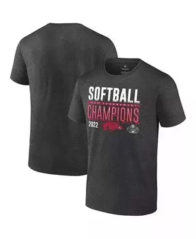 Мужская футболка с древесным углем Arkansas Razorbacks 2022 SEC Softball Conference Tournament Champions Раздевалка Fanatics, серый