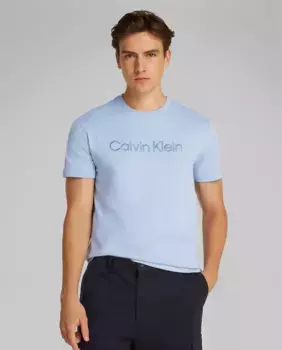Мужская футболка с фактурной вышивкой Calvin Klein, голубой