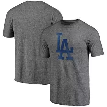 Мужская футболка с фирменным логотипом Fanatics Heathered Grey Los Angeles Dodgers с официальным логотипом Tri-Blend