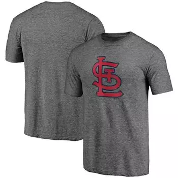 Мужская футболка с фирменным логотипом Fanatics, серая, из трех смесей St. Louis Cardinals Weathered с официальным логотипом