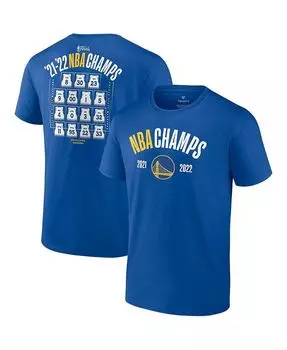 Мужская футболка с фирменным логотипом Royal Golden State Warriors 2022 NBA Finals Champions Final Buzzer Джерси Состав команды Fanatics, синий