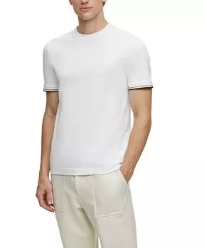 Мужская футболка с фирменными полосками на манжетах Hugo Boss, белый