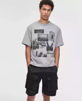 Мужская футболка с фотоколлажем свободного кроя Mode of One, серый