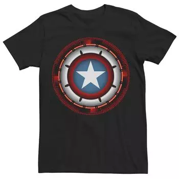 Мужская футболка с футуристическим щитом «Капитан Америка» из вселенной Marvel Licensed Character