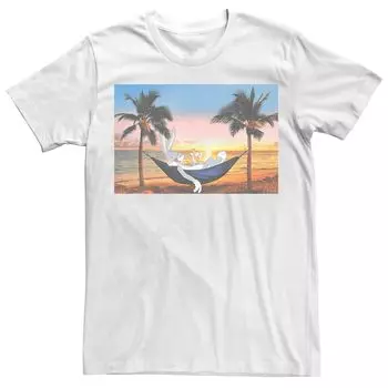 Мужская футболка с гамаком и плакатом Bugs Bunny Beach Licensed Character, белый