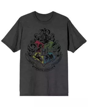 Мужская футболка с гербом Хогвартса, цвет угольный вереск, размер 3X-Large Harry Potter, серый