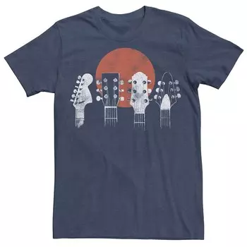 Мужская футболка с гитарными пластиками Sunset и рисунком Licensed Character, цвет Navy Heather
