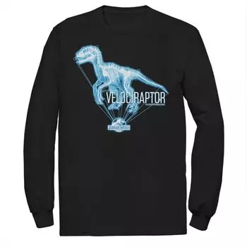 Мужская футболка с голограммой и логотипом Jurassic World Velociraptor, Black Licensed Character, черный