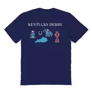 Мужская футболка с горизонтальным логотипом Kentucky Derby и принтом в виде иконки Licensed Character, синий