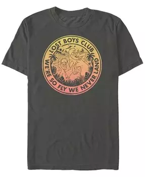 Мужская футболка с градиентной эмблемой «Питер Пэн Lost Boys Club» Disney, футболка с коротким рукавом Fifth Sun, серый
