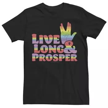 Мужская футболка с градиентной надписью Star Trek Live Long and Prosper Licensed Character