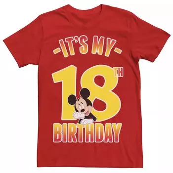 Мужская футболка с градиентным портретом Disney Mickey Mouse It's My 18th Birthday Licensed Character