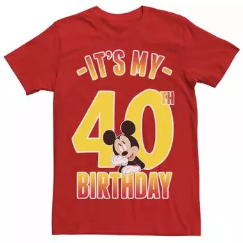 Мужская футболка с градиентным портретом Disney Mickey Mouse It's My 40th Birthday Licensed Character