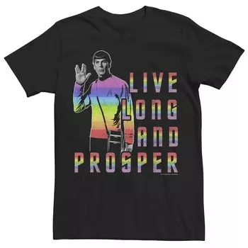 Мужская футболка с градиентным портретом Star Trek Spock Live Long And Prosper Licensed Character