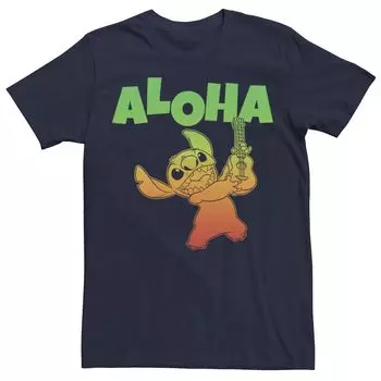 Мужская футболка с градиентом и портретом для укулеле Disney Lilo & Stitch Aloha Licensed Character