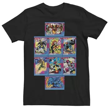 Мужская футболка с графическим изображением коллекционных карточек Marvel X-Men Pack, черный