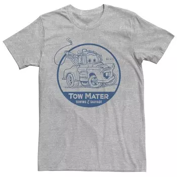 Мужская футболка с графическим логотипом Disney Pixar Cars Tow Mater Licensed Character, цвет Athletic Heather