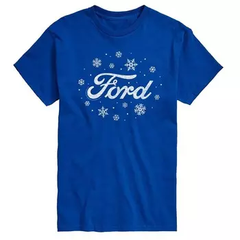 Мужская футболка с графическим логотипом Ford Snowflakes Licensed Character, синий