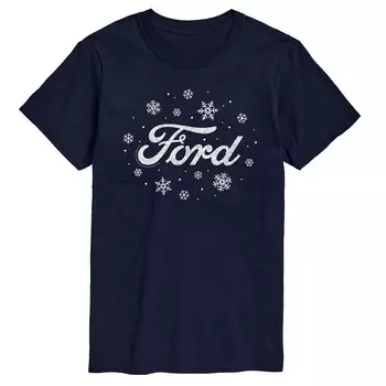 Мужская футболка с графическим логотипом Ford Snowflakes Licensed Character, темно-синий