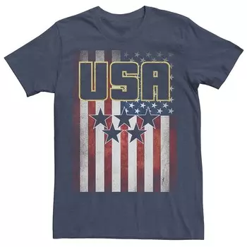 Мужская футболка с графическим логотипом и флагом США Licensed Character, цвет Navy Heather